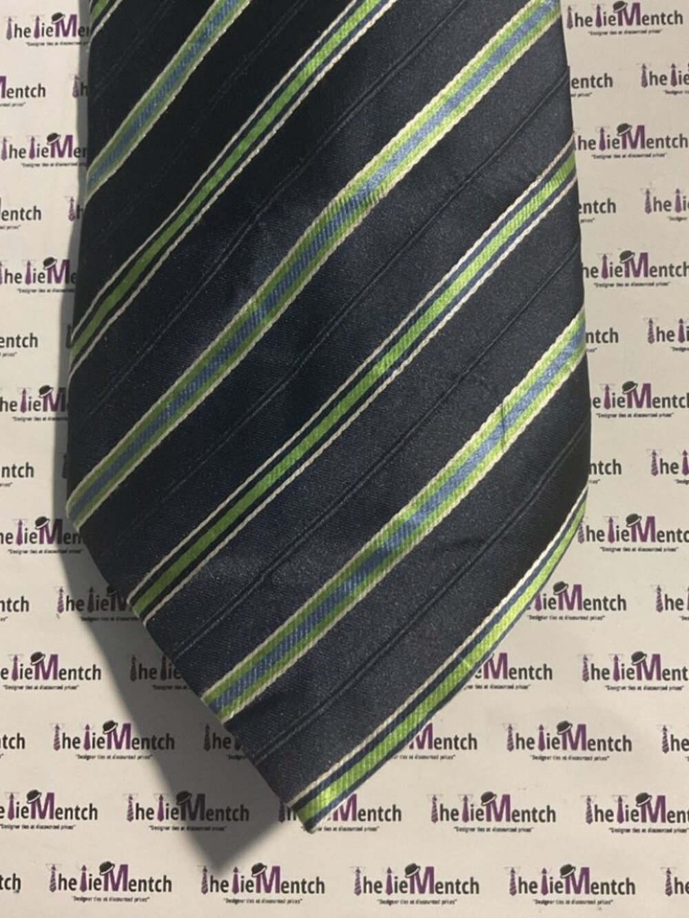 VERSA Silk Navy With Green Stripes Tie 3.75”